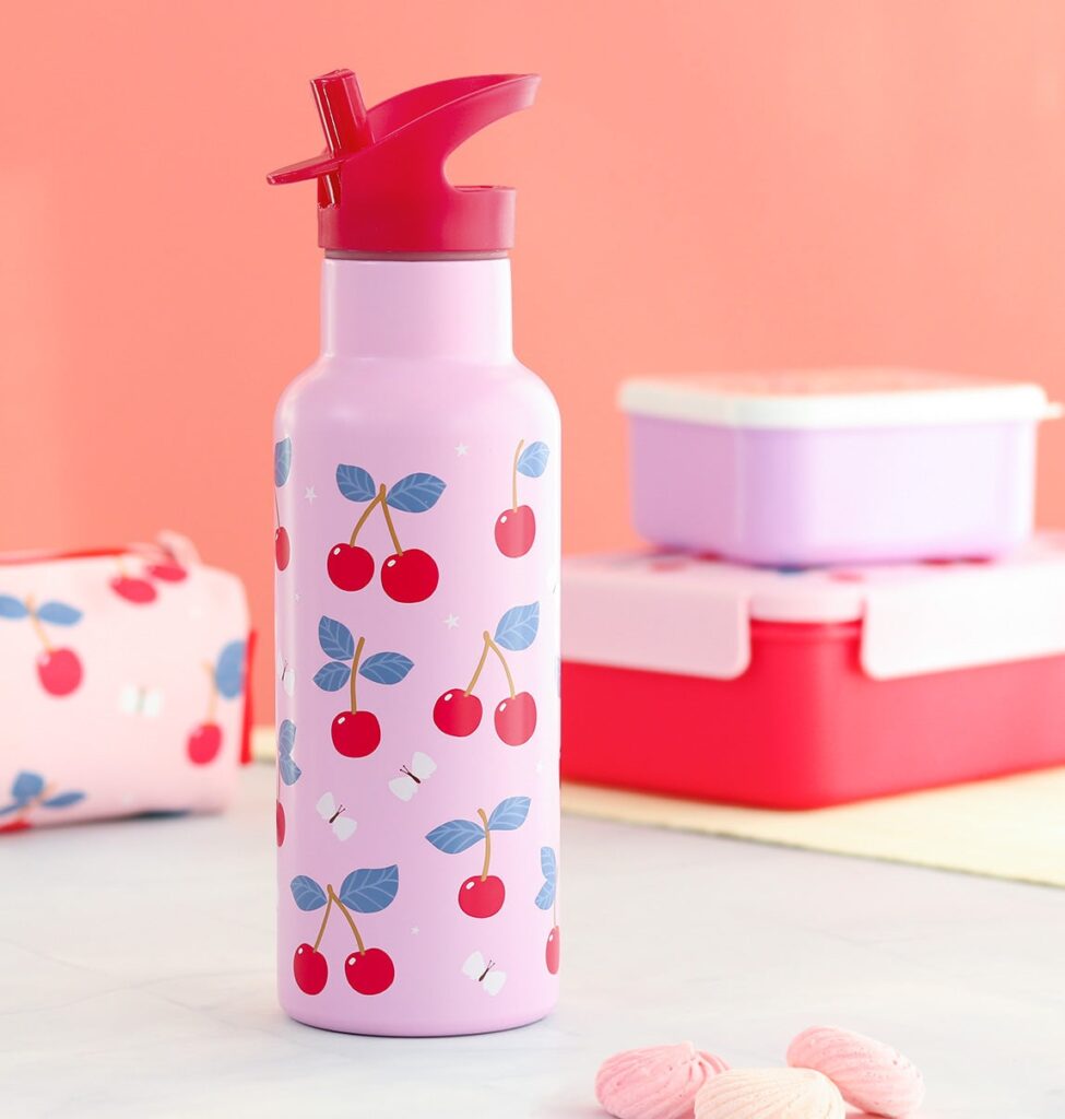 a Little Lovely Company XL RVS Drinkfles Cherries | Speel je Wijs