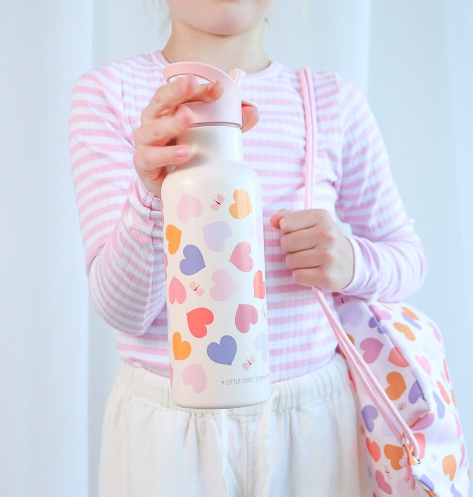 a Little Lovely Company XL RVS Drinkfles - Hearts | Speel je Wijs