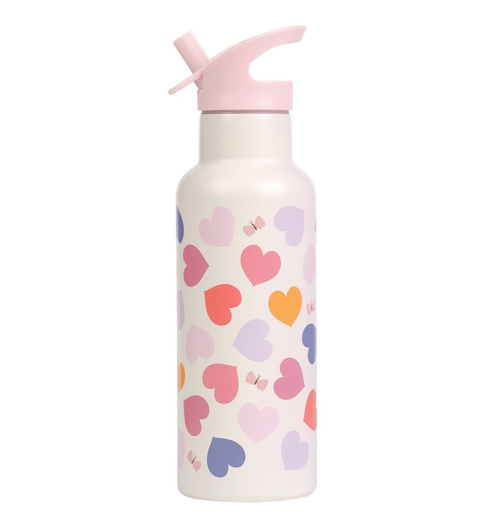 a Little Lovely Company XL RVS Drinkfles - Hearts | Speel je Wijs