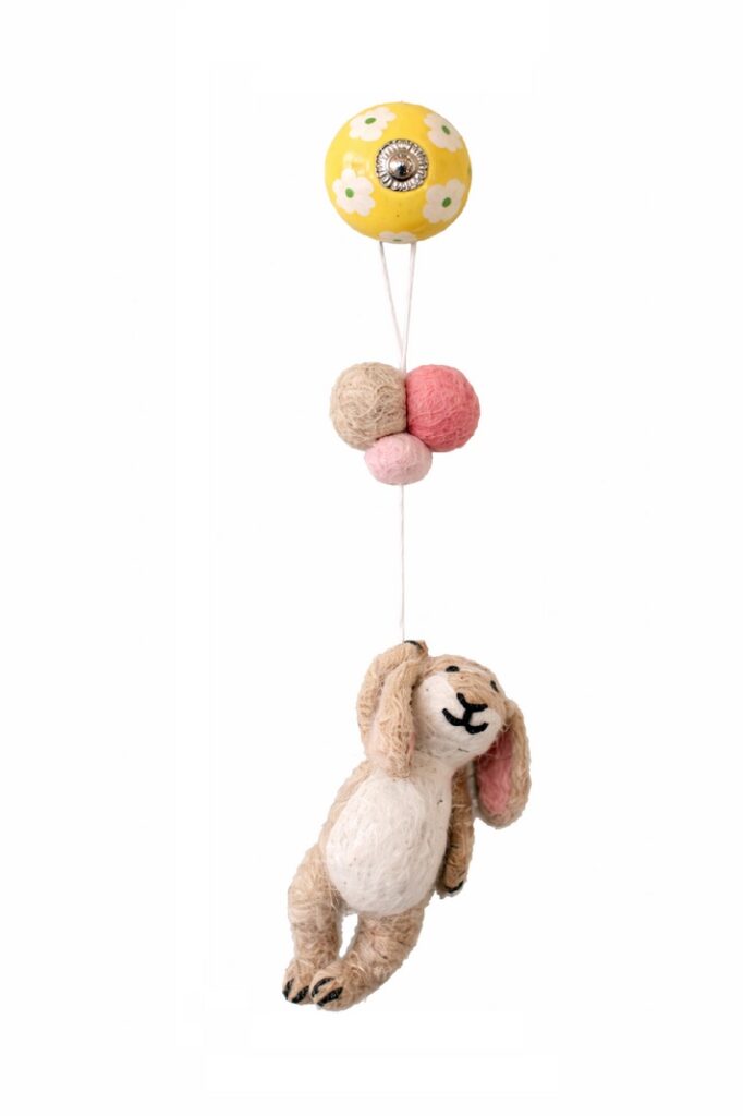 Villa Schaap Hanger Ballon Konijn - van 100% wolvilt | Speel je Wijs