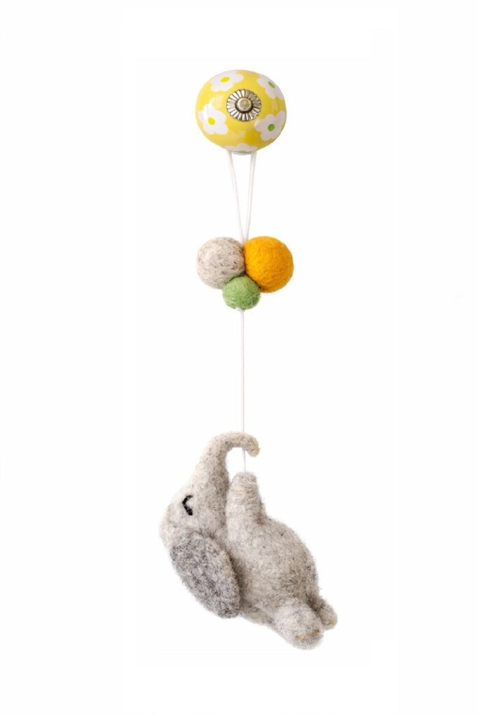 Villa Schaap Hanger Ballon Olifant - van 100% wolvilt | Speel je Wijs