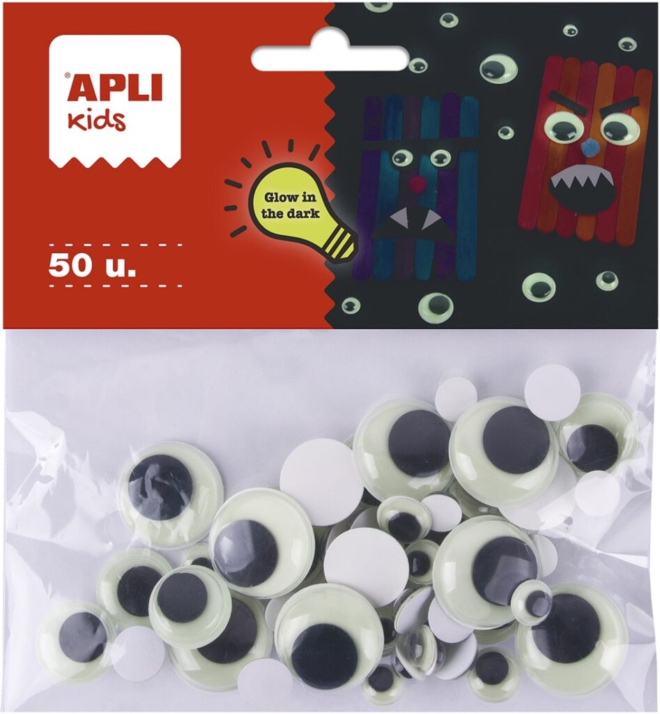 Apli beweegbare ogen glow in the dark 50 stuk