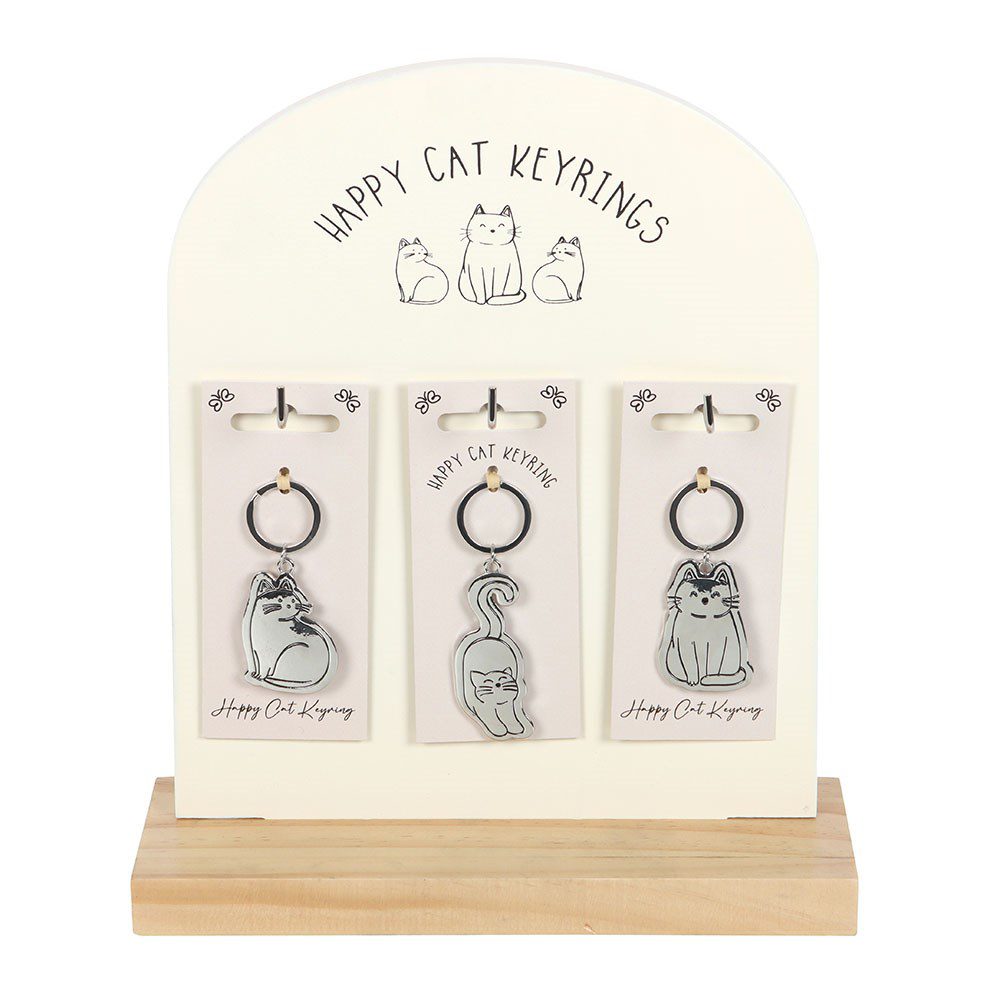 21191 Sleutelhangers op display Happy Cat Katten 4cm 1