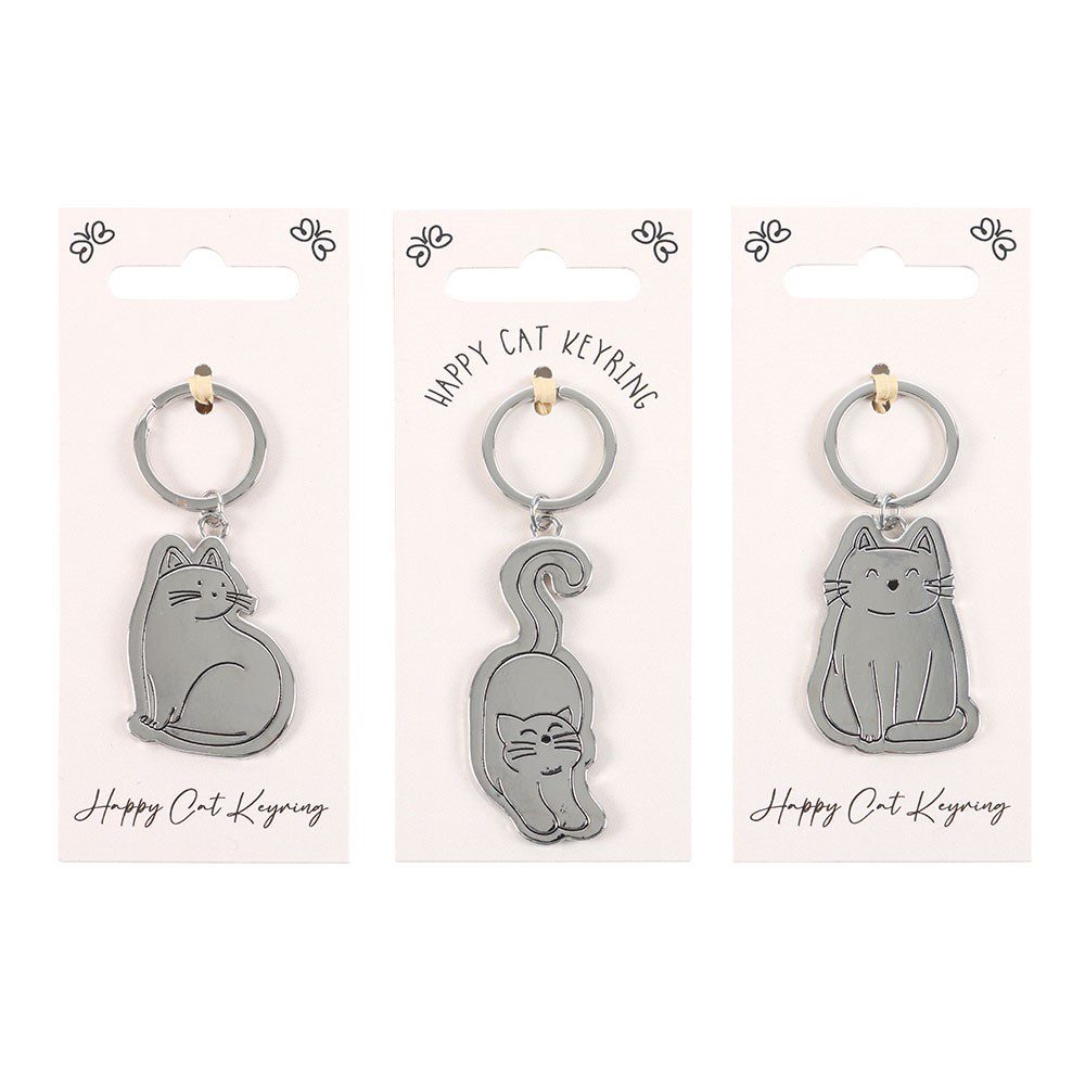 21191 Sleutelhangers op display Happy Cat Katten 4cm 2