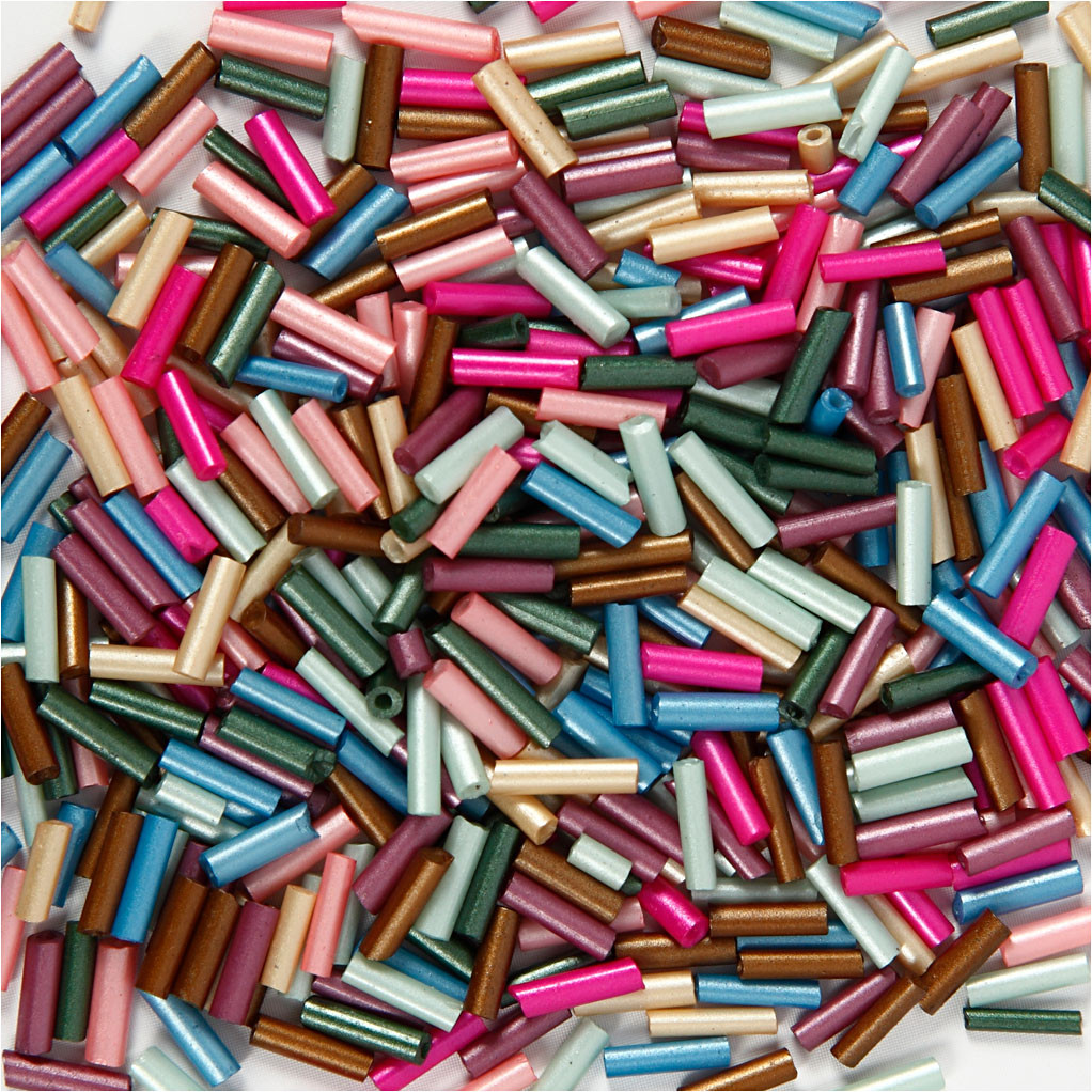 Cc glaskralen langwerpig 6 mm metallic kleuren 130 gr