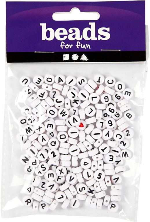 Cc plastic letterkralen 7 mm wit 200 stuks 2