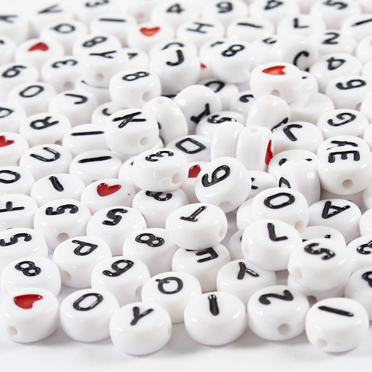 Cc plastic letterkralen 7 mm wit 200 stuks