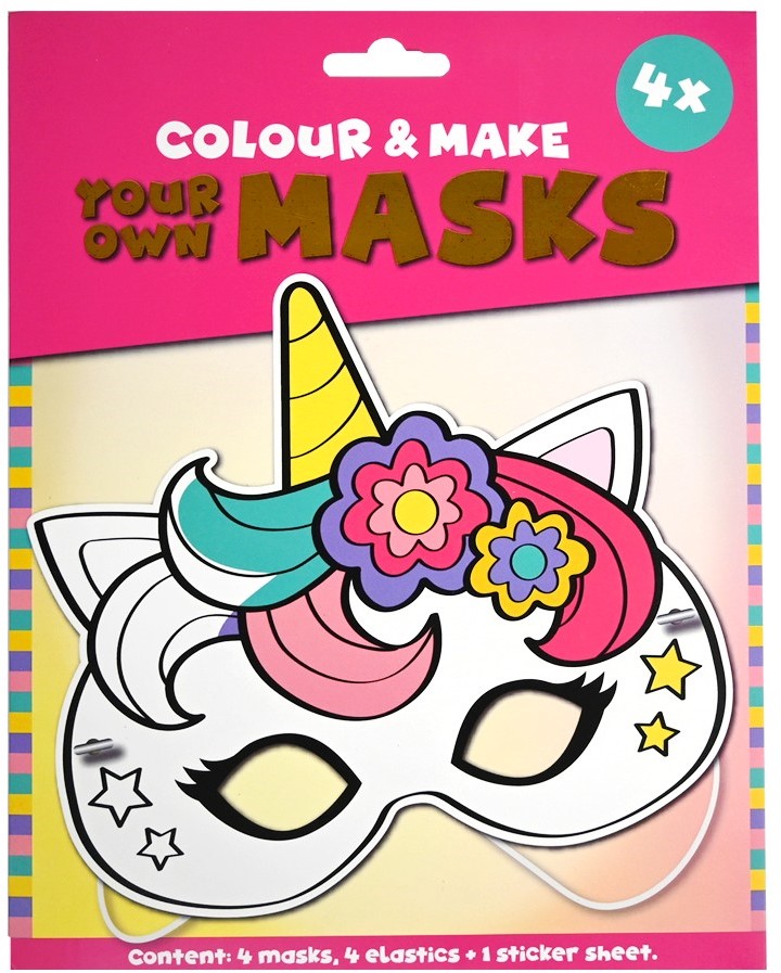 Wins kleur en maak je eigen masker unicorn