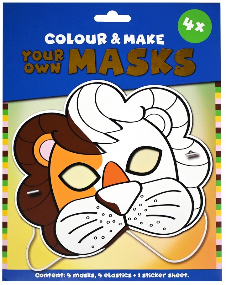 Wins kleur en maak je eigen maskers leeuw