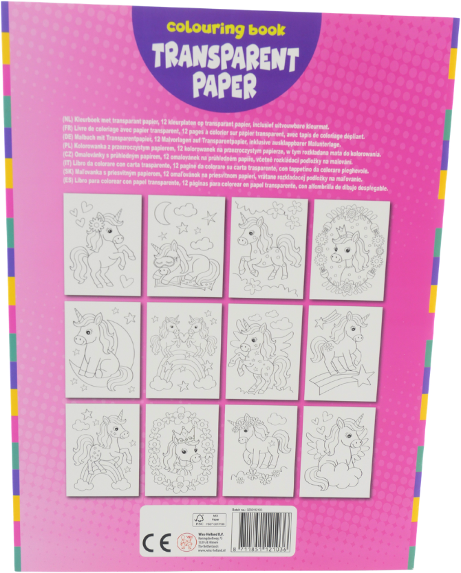 Wins kleurboek transparant papier unicorn 2